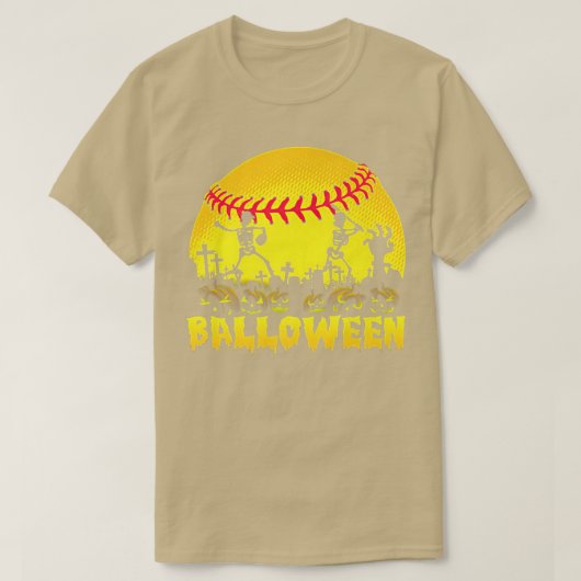 Skeleton Softball Balloween Halloween Baseball Sca T-shirt (Design voorkant)