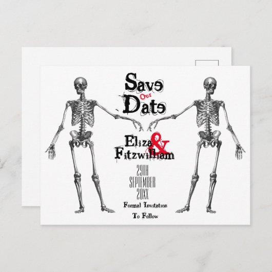 Skeleton sparen het Briefkaart van de Datum (Voorkant / Achterkant)