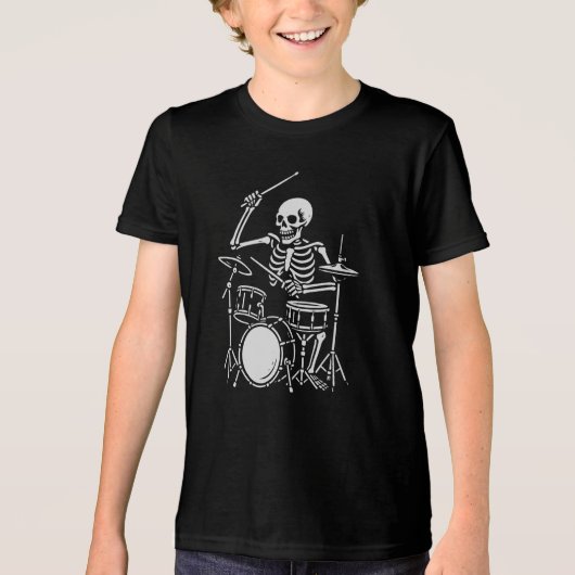 Skeleton speelt drums Tri-Blend shirt (Voorkant)