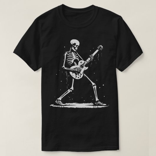 Skeleton speelt rock n roll t-shirt (Design voorkant)
