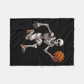Skeleton spelen basketbal Halloween Skull Lover Fleece Deken (Voorkant (Horizontaal))