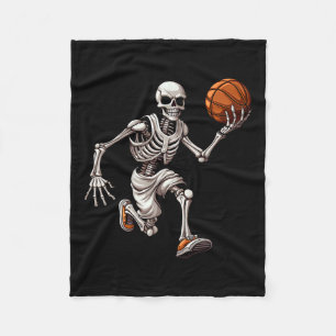Skeleton spelen basketbal Halloween Skull Lover Fleece Deken