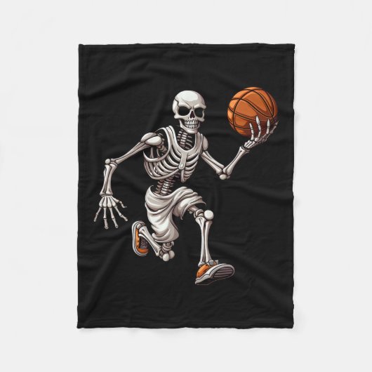 Skeleton spelen basketbal Halloween Skull Lover Fleece Deken (Voorkant)