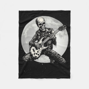 Skeleton Spelen Gitaar Punk Rock Muziek Halloween Fleece Deken