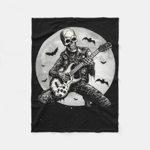Skeleton Spelen Gitaar Punk Rock Muziek Halloween Fleece Deken