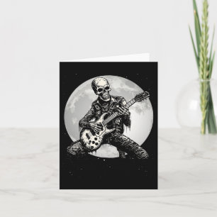Skeleton Spelen Gitaar Punk Rock Muziek Halloween Kaart