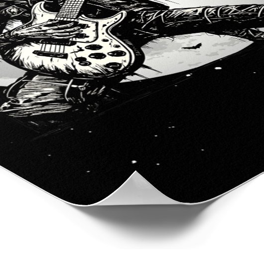 Skeleton Spelen Gitaar Punk Rock Muziek Halloween Poster (Hoek)