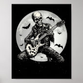 Skeleton Spelen Gitaar Punk Rock Muziek Halloween Poster (Voorkant)