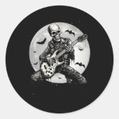 Skeleton Spelen Gitaar Punk Rock Muziek Halloween Ronde Sticker (Voorkant)