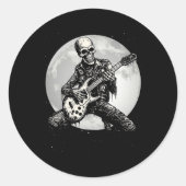 Skeleton Spelen Gitaar Punk Rock Muziek Halloween Ronde Sticker (Voorkant)