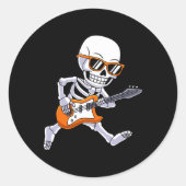 Skeleton spelen gitaar Rock and Roll Boys Kinder Ronde Sticker (Voorkant)