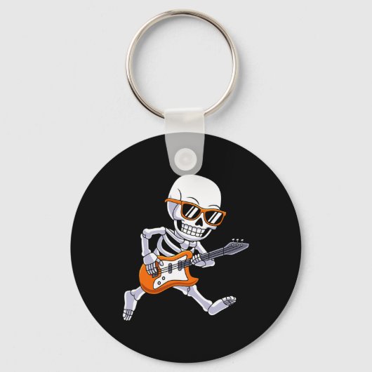 Skeleton spelen gitaar Rock and Roll Boys Kinder Sleutelhanger (Voorkant)