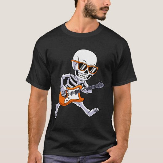 Skeleton spelen gitaar Rock and Roll Boys Kinder T-shirt (Voorkant)