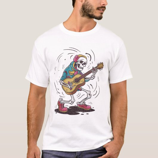 Skeleton Spelen Gitaar T-shirt (Voorkant)