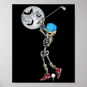 Skeleton Spelen Golf Golfen Happy Halloween Day Poster