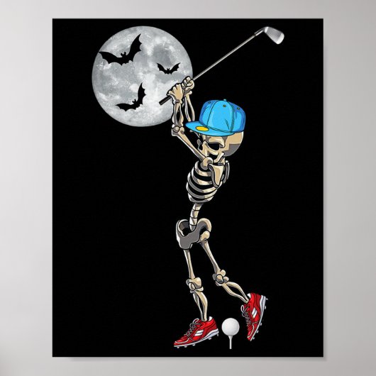 Skeleton Spelen Golf Golfen Happy Halloween Day Poster (Voorkant)