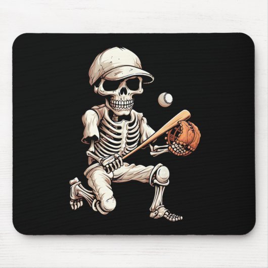 Skeleton Spelen Honkbal Halloween Skull Lover Muismat (Voorkant)