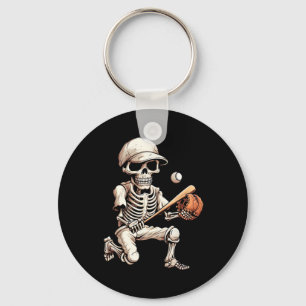 Skeleton Spelen Honkbal Halloween Skull Lover Sleutelhanger