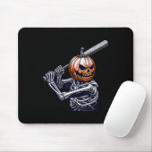 Skeleton spelen honkbalspeler Halloween Muismat (Met muis)