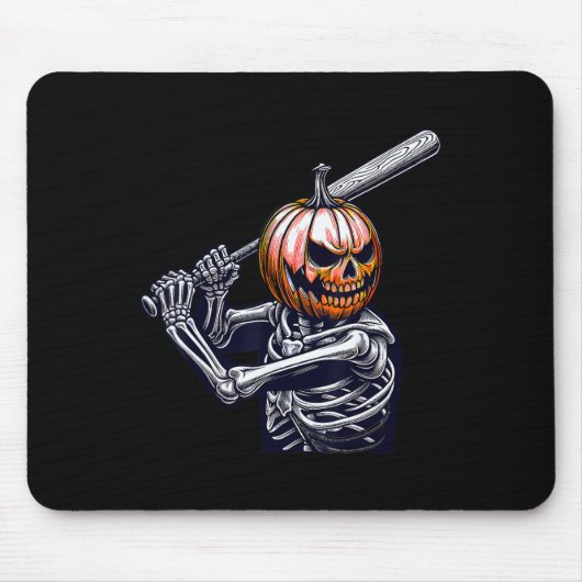 Skeleton spelen honkbalspeler Halloween Muismat (Voorkant)