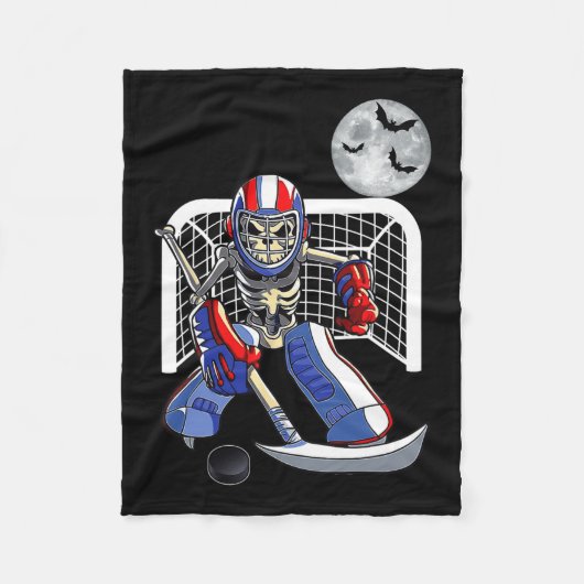 Skeleton Spelen IJshockey Happy Halloween Day Bo Fleece Deken (Voorkant)