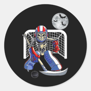 Skeleton Spelen IJshockey Happy Halloween Day Bo Ronde Sticker