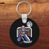 Skeleton Spelen IJshockey Happy Halloween Day Bo Sleutelhanger (Voorkant)