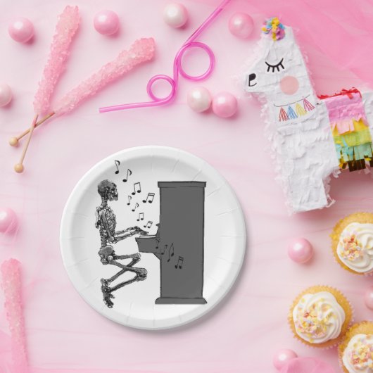 Skeleton spelen Piano Music Funny Papieren Bordje (Feest)
