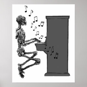 Skeleton spelen Piano Music Funny Poster