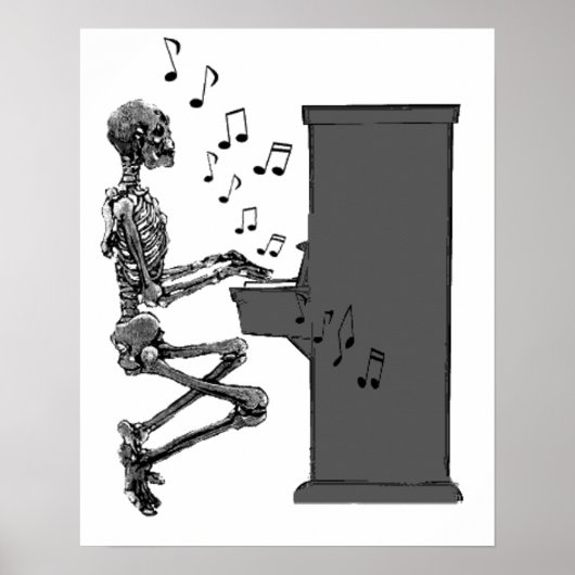 Skeleton spelen Piano Music Funny Poster (Voorkant)