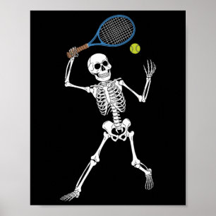 Skeleton spelen tennis liefhebbers spooky Hallowee Poster