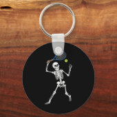 Skeleton spelen tennis liefhebbers spooky Hallowee Sleutelhanger (Voorkant)