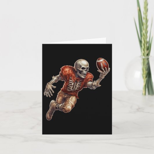 Skeleton spelen voetbal cool touchdown Halloween Kaart (Voorkant)