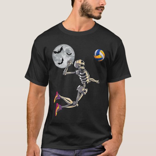 Skeleton spelen volleybal Happy Halloween Day Bo T-shirt (Voorkant)