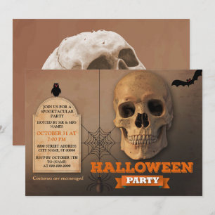 Skeleton Spider Halloween Invitation Kaart