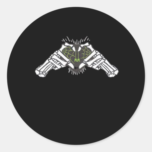 Skeleton Spider Heart Ronde Sticker (Voorkant)