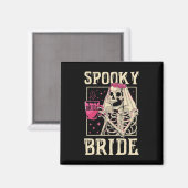 Skeleton Spooky Bride Wedding Chelorette Halloween Magneet (Voorkant / Achterkant)