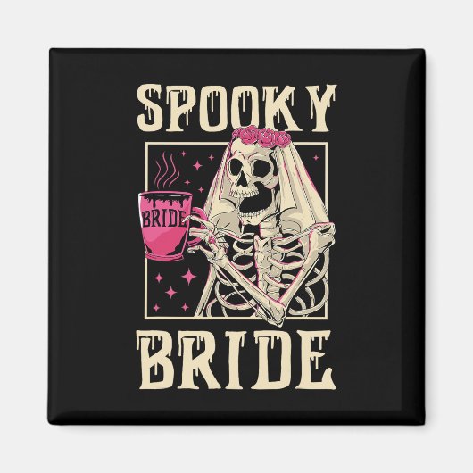 Skeleton Spooky Bride Wedding Chelorette Halloween Magneet (Voorkant)