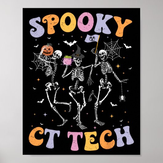 Skeleton Spooky CT Tech Computed Tomography Tech H Poster (Voorkant)