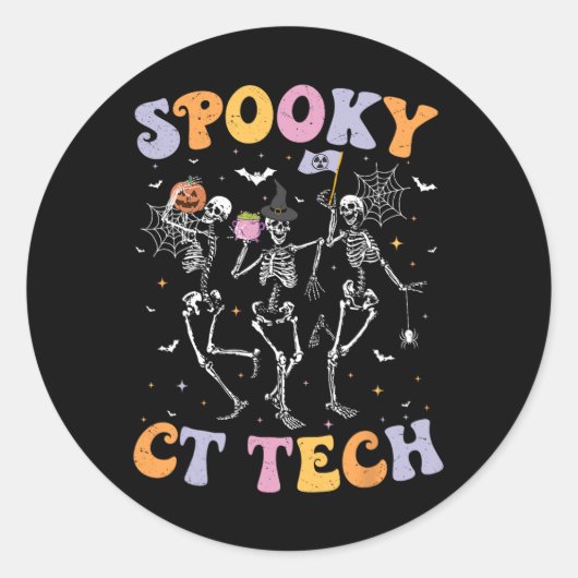 Skeleton Spooky CT Tech Computed Tomography Tech H Ronde Sticker (Voorkant)