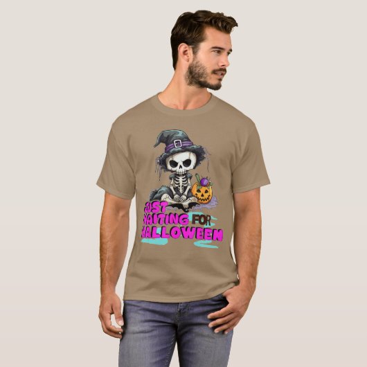 Skeleton spooky vibe summer funny just waiting for t-shirt (Voorkant volledig)