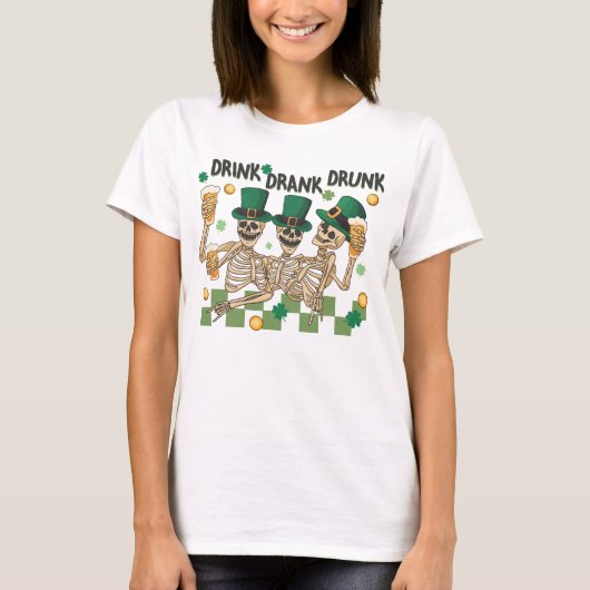 Skeleton St. Patrick's Day Drink T-Shir T-shirt (Voorkant)