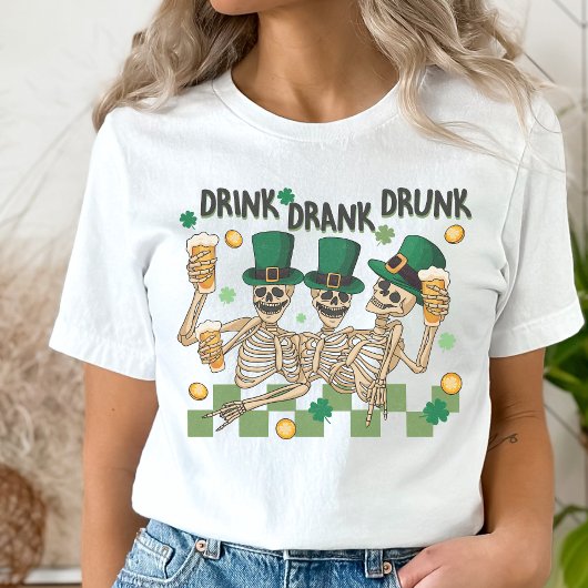 Skeleton St. Patrick's Day Drink T-Shir T-shirt
