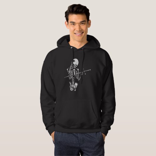 Skeleton Stab Sword Halloween Spooky Botten Skull Hoodie (Voorkant volledig)
