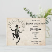 Skeleton Steampunk Halloween Bachelor B-day Party Kaart (Staand voorkant)