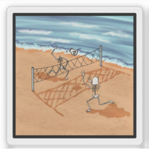 Skeleton Strandvolleybal Sticker