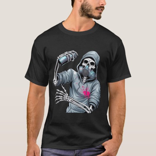 Skeleton Street Graffiti Cool Trend T-shirt (Voorkant)