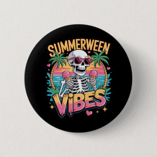 Skeleton Summerween Vibes IceCream Ronde Button 5,7 Cm