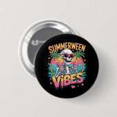Skeleton Summerween Vibes IceCream Ronde Button 5,7 Cm (Voorkant /achterkant)