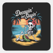 Skeleton Summerween Vierkante Sticker (Voorkant)